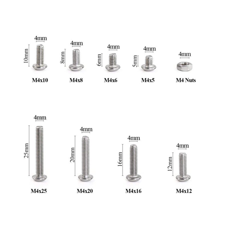 Sutemribor 240 Pieces M4 Stainless Steel Button Head Hex Socket Head Cap Bolts Screws Nuts Assortment Kit + Wrench - Image 4